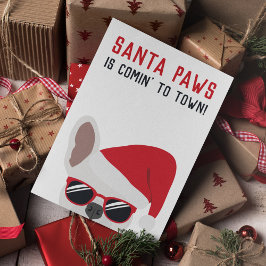 Santa Paws Kerstwitte bullehond Kaart