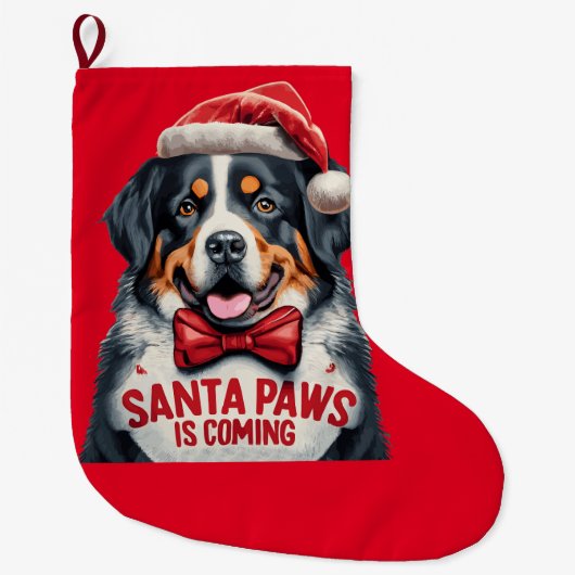 Santa Paws komt aan Berner Berg Kerstmis Grote Kerstsok (Voorkant)