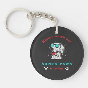 Santa Paws komt aan Vintage Kerstmis Sleutelhanger