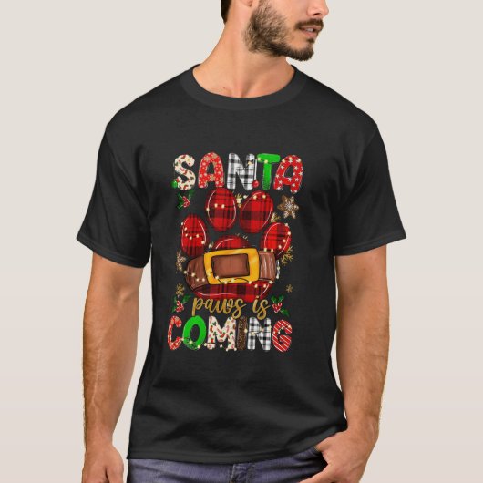 Santa Paws komt kersthond en kattendier T-shirt (Voorkant)