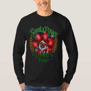 Santa Paws komt naar de stad, Christmas Funny Pug T-shirt