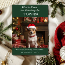 Santa Paws komt naar de stad Dark Green Dog Foto