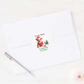 Santa Paws komt naar de stad feestelijke huisdier Ronde Sticker (Envelop)