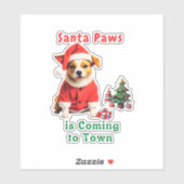 Santa Paws komt naar de stad feestelijke huisdier Sticker (Vel)