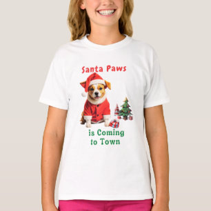 Santa Paws komt naar de stad feestelijke huisdier T-shirt