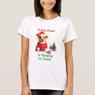 Santa Paws komt naar de stad feestelijke huisdier T-shirt
