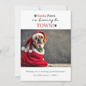 Santa Paws komt naar de stad! Hond foto Kerstmis Feestdagenkaart (Voorkant)