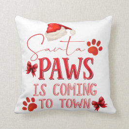 Santa Paws komt naar de stad kerst typografie Kussen