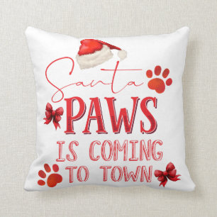 Santa Paws komt naar de stad kerst typografie Kussen