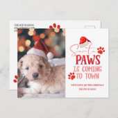 Santa Paws komt naar de stad kerstfoto Feestdagenkaart (Voorkant / Achterkant)