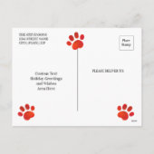 Santa Paws komt naar de stad kerstfoto Feestdagenkaart (Achterkant)