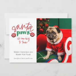 Santa Paws komt naar de stad Kerstkaart voor huisd