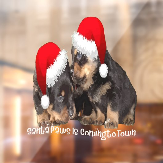 Santa Paws Komt naar de Stad Schattige Rottweiler  Raamsticker (Vel 2)