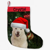 Santa Paws - Kristal de Husky Dog gepersonaliseerd Kleine Kerstsok (Voorkant)