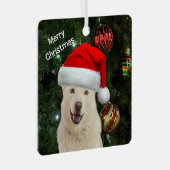 Santa Paws - Kristal de Husky Dog gepersonaliseerd Metalen Ornament (Voorkant Rechts)