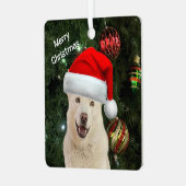 Santa Paws - Kristal de Husky Dog gepersonaliseerd Metalen Ornament (Voorkant links)