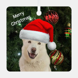 Santa Paws - Kristal de Husky Dog gepersonaliseerd Metalen Ornament