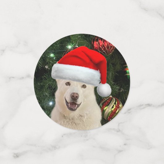 Santa Paws - Kristal the Husky Dog Kerstmis Confetti (Kleine voorkant)