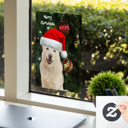 Santa Paws - Kristal the Husky Dog Kerstmis Raamsticker (Kantoor)