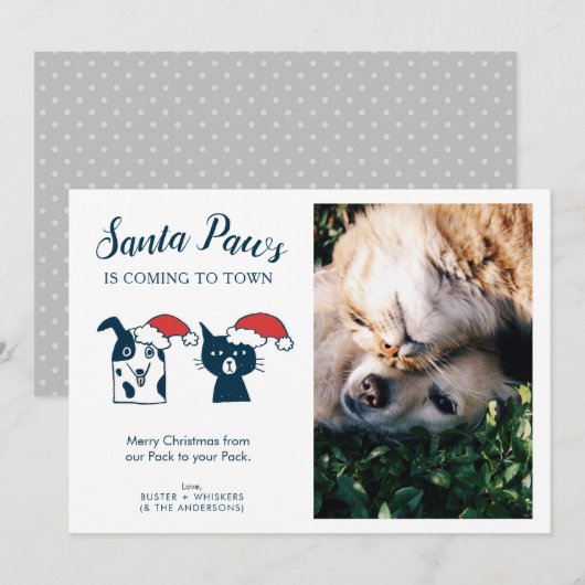 Santa Paws | Kute Pet met kerstfoto Feestdagenkaart (Voorkant / Achterkant)