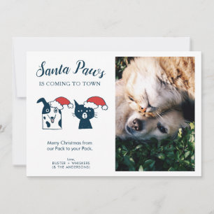 Santa Paws   Kute Pet met kerstfoto Feestdagenkaart