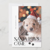 Santa Paws Kwam Hond Foto Witte Kerst Feestdagenkaart (Voorkant)