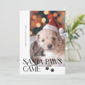 Santa Paws Kwam Hond Foto Witte Kerst Feestdagenkaart (Staand voorkant)