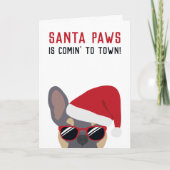 Santa Paws Lila Tan French Bulldog Kaart (Voorkant)