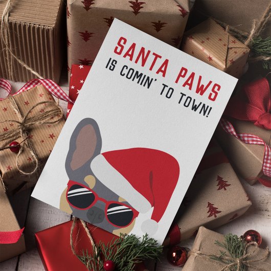 Santa Paws Lila Tan French Bulldog Kaart