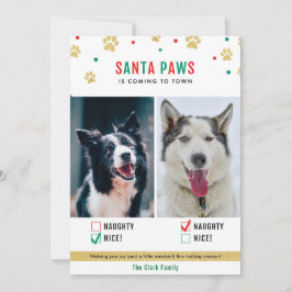 Santa Paws Naughty of Nice Two Dog Photo Card Feestdagenkaart