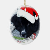 Santa Paw's Newfoundland Holiday-cadeaus Keramisch Ornament (Rechts)