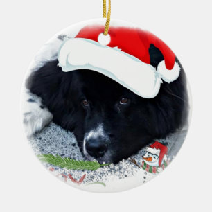 Santa Paw's Newfoundland Holiday-cadeaus Keramisch Ornament