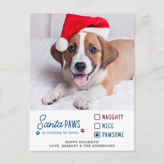 Santa Paws Ondeugend Leuke Hond Huisdier Foto Vaka Briefkaart (Voorkant)