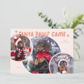 Santa Paws Peach Dog Foto Vakantie Kaart (Staand voorkant)