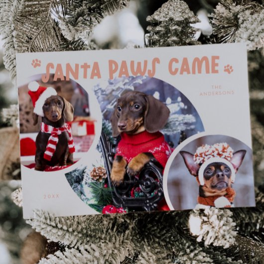 Santa Paws Peach Dog Foto Vakantie Kaart