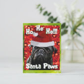 Santa Paws PUG Feestdagenkaart (Staand voorkant)