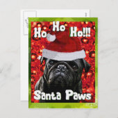 Santa Paws PUG Feestdagenkaart (Voorkant / Achterkant)