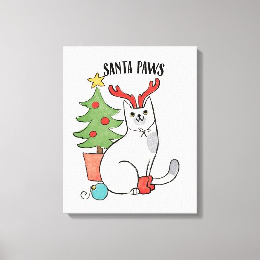 Santa Paws | rendierkat Canvas Afdruk (Voorkant)