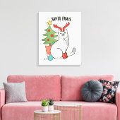 Santa Paws | rendierkat Canvas Afdruk (Insitu (Woonkamer))