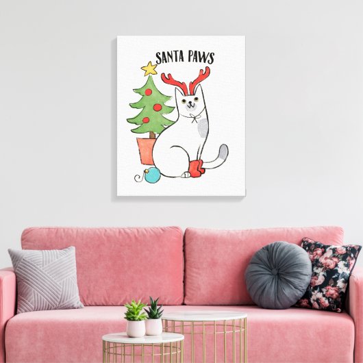 Santa Paws | rendierkat Canvas Afdruk (Insitu (Woonkamer))