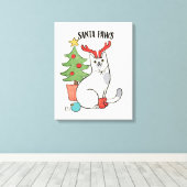 Santa Paws | rendierkat Canvas Afdruk (Insitu (Houten vloer))