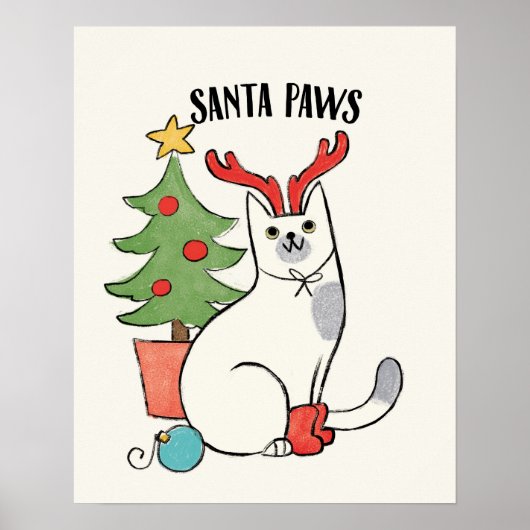 Santa Paws | rendierkat Poster (Voorkant)