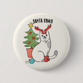 Santa Paws | rendierkat Ronde Button 5,7 Cm (Voorkant)