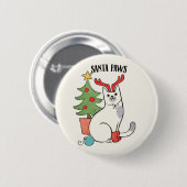 Santa Paws | rendierkat Ronde Button 5,7 Cm (Voorkant /achterkant)