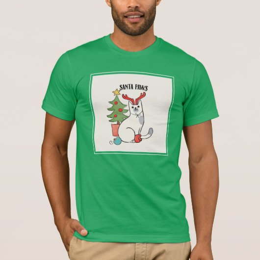 Santa Paws | rendierkat T-shirt (Voorkant)