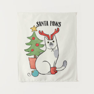 Santa Paws   rendierkat Wandkleed