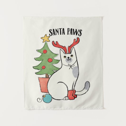Santa Paws | rendierkat Wandkleed (Voorkant)