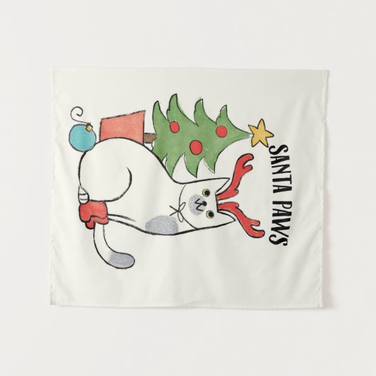 Santa Paws | rendierkat Wandkleed (Voorkant (horizontaal))