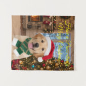 Santa Paws Retriever Christmas Tapestry Wall Art Wandkleed (Voorkant (horizontaal))