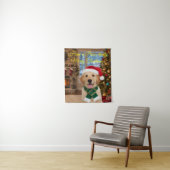 Santa Paws Retriever Christmas Tapestry Wall Art Wandkleed (In situ)